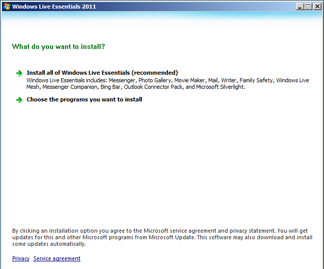 Install all applications of windows live essentials