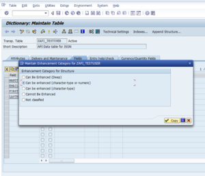 SAP Table Enhancement Category