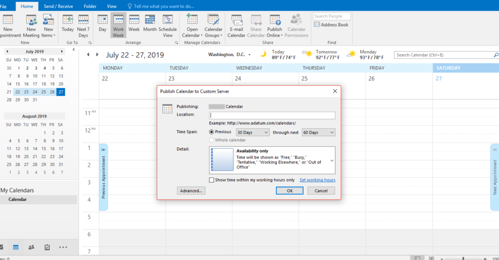 Share Microsoft Outlook Calendar with other systems SeevaBlog