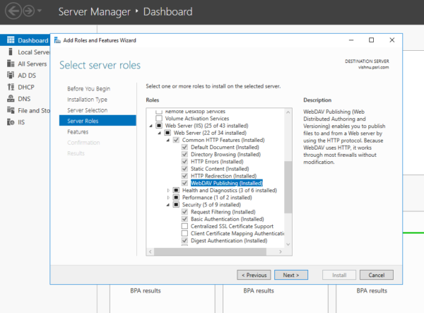 Установка и настройка webdav на iis в windows server 2016